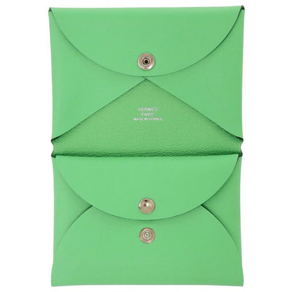 Hermes Calvi Duo Selle en Desordres Swift Vert Comic Silver Coin Case Wallet — view 5
