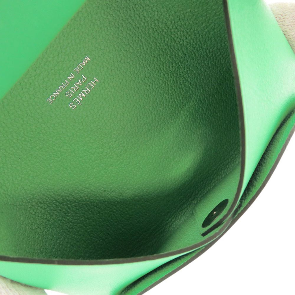 Hermes Calvi Duo Selle en Desordres Swift Vert Comic Silver Coin Case Wallet — view 7
