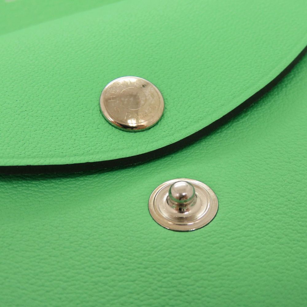 Hermes Calvi Duo Selle en Desordres Swift Vert Comic Silver Coin Case Wallet — view 8