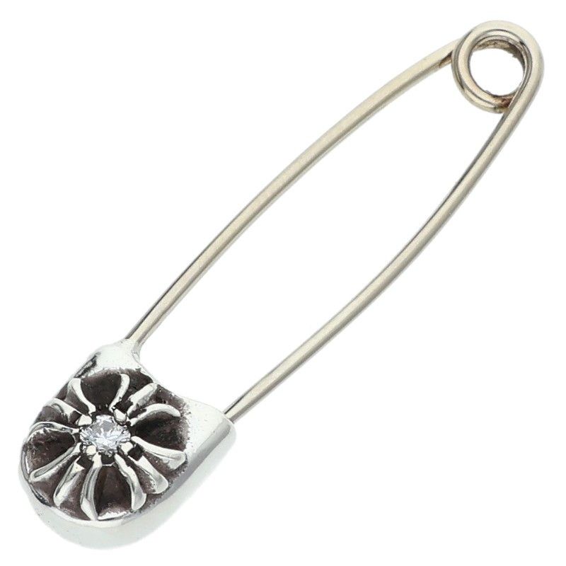 Chrome Hearts Safety Pin SM Small Pin 1 Diamond Silver Necklace Top