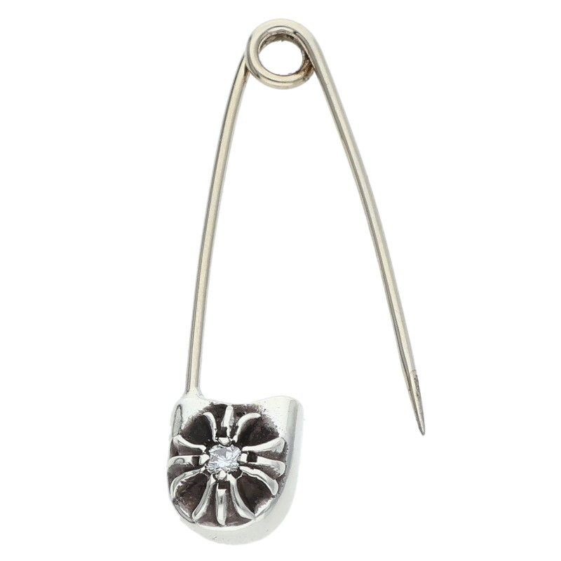 Chrome Hearts Safety Pin SM Small Pin 1 Diamond Silver Necklace Top — view 4