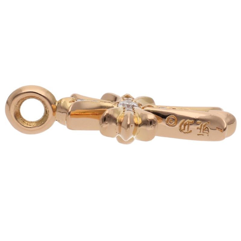 Chrome Hearts 22k Tny Crsf P Dmnd Tiny Fat Cross Pave Diamond Pendant Gold — view 3