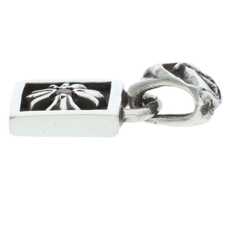 Chrome Hearts Framed CH Plus Saffiano Charm Silver Necklace Top — view 5