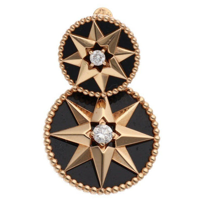 Dior Rose Des Vents 18k Pink Gold Diamond Onyx Earrings