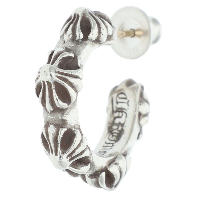 Chrome Hearts Hoop Cross Sml Band Silver Earrings