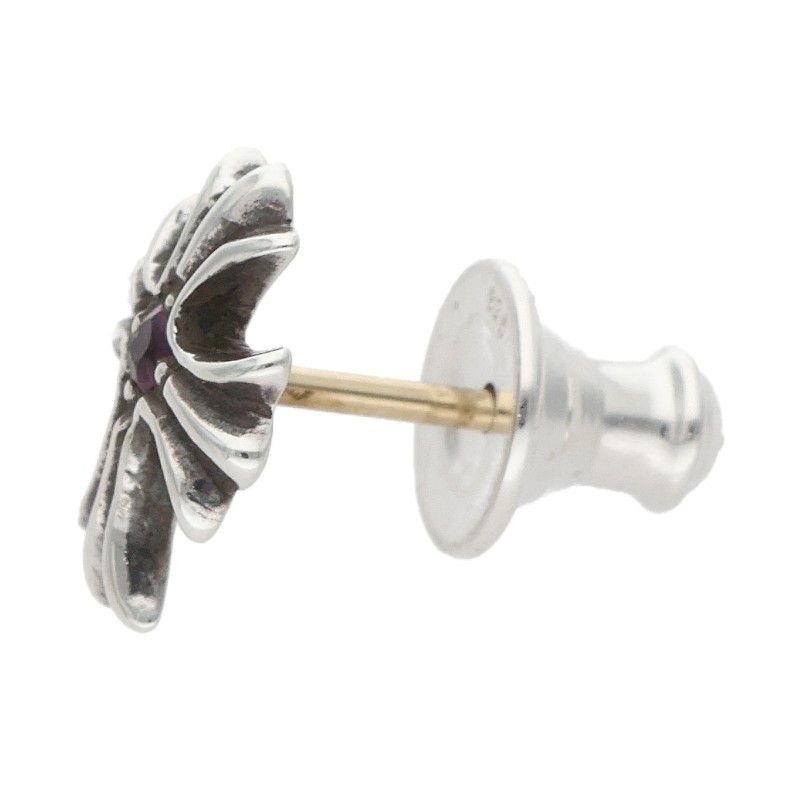 Chrome Hearts No2 CH Pls Crs CH Cross Stud 1 Saffiano 1 Pink Silver Earrings — view 5