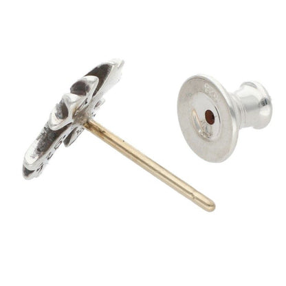 Chrome Hearts No2 CH Pls Crs CH Cross Stud 1 Saffiano 1 Pink Silver Earrings — view 4