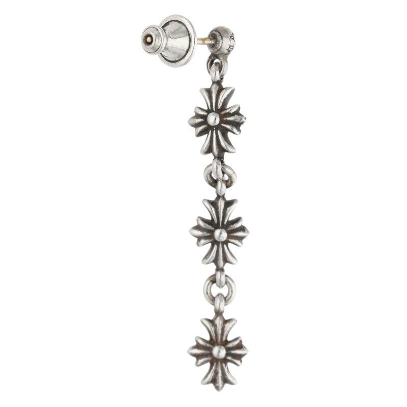 Chrome Hearts Tiny CH Pls 3 Ech Plus 3 Drop Silver Earrings — view 2