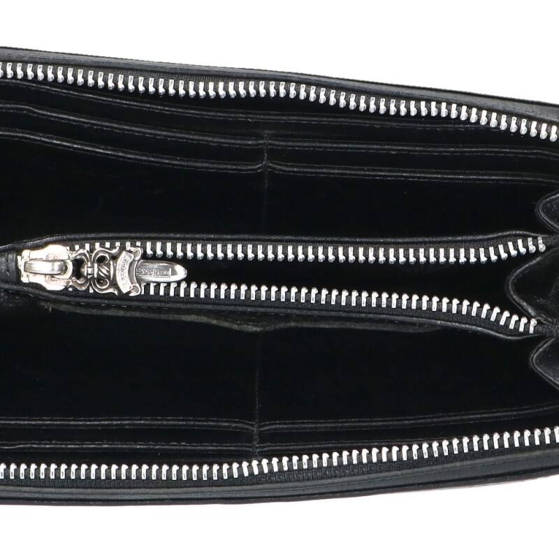 Chrome Hearts Rec Zip Plane Round Zip Plain Leather Wallet — view 3