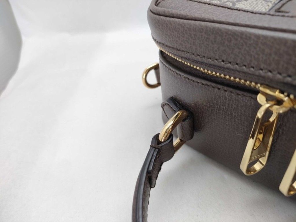 Gucci Ophidia Beige Brown GG Supreme Canvas 2-Way Shoulder Bag Top Handle Gold — view 5
