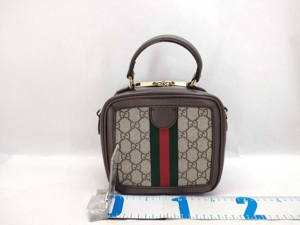 Gucci Ophidia Beige Brown GG Supreme Canvas 2-Way Shoulder Bag Top Handle Gold — view 2