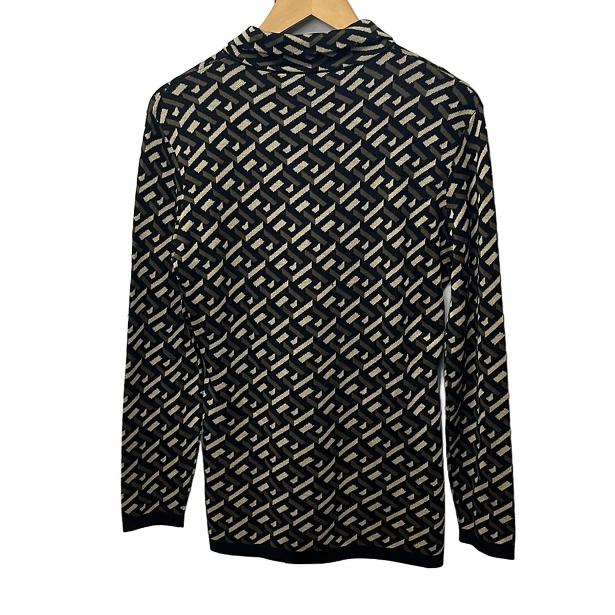 Versace Cardigan 40 M Black Dark Brown Beige Long Sleeve Silk — view 2