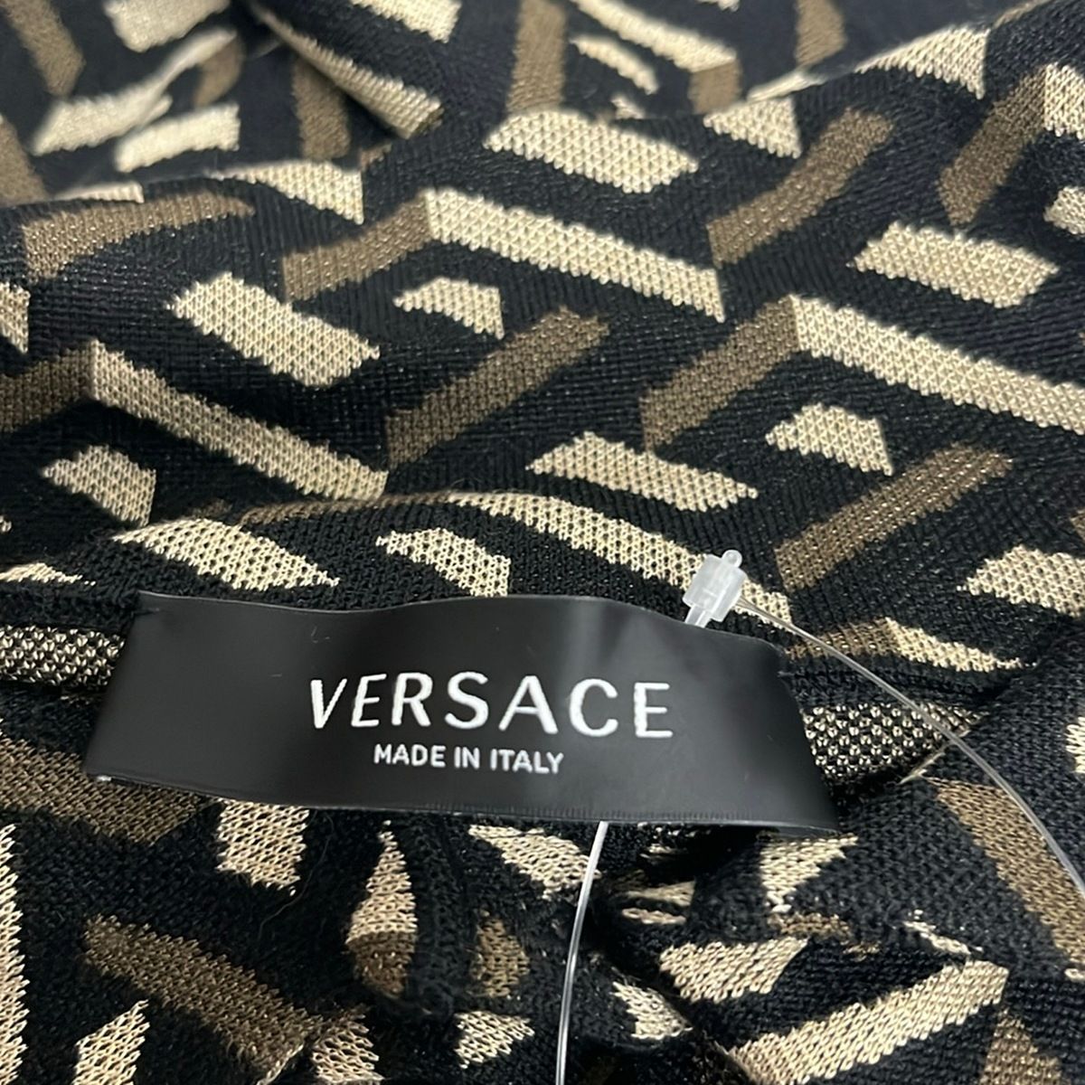 Versace Cardigan 40 M Black Dark Brown Beige Long Sleeve Silk — view 3