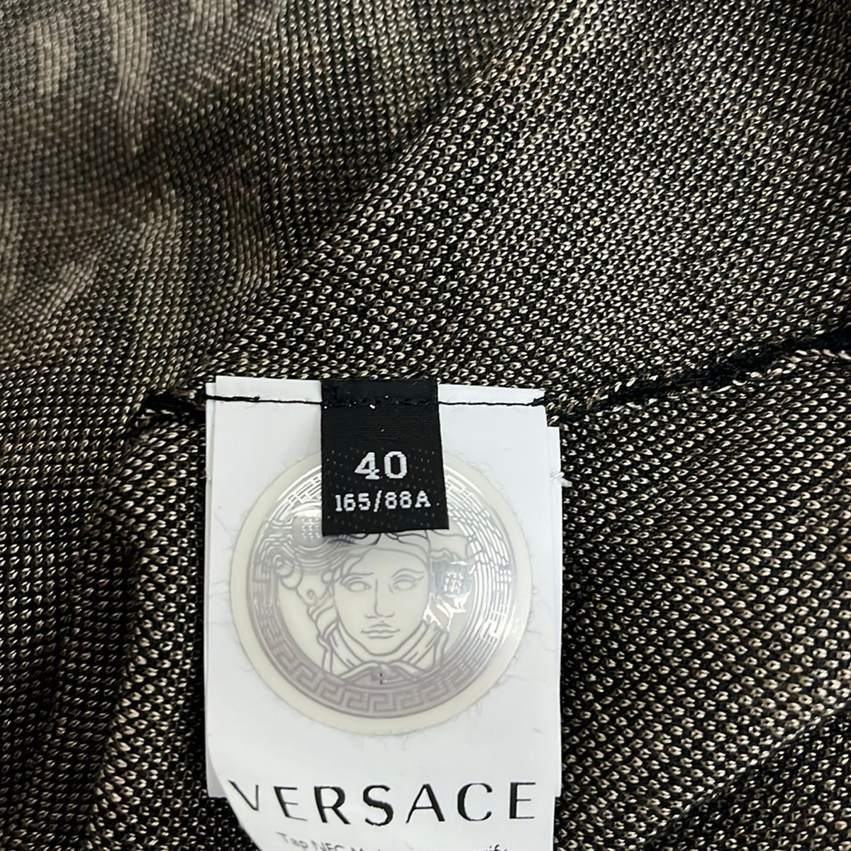 Versace Cardigan 40 M Black Dark Brown Beige Long Sleeve Silk — view 5