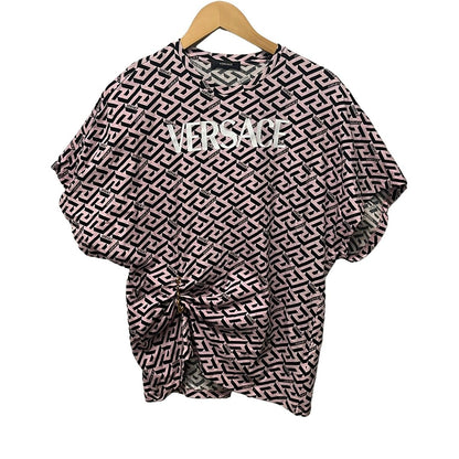Versace Short Sleeve Top 40 M Light Pink Black White Crew Neck Safety Pin