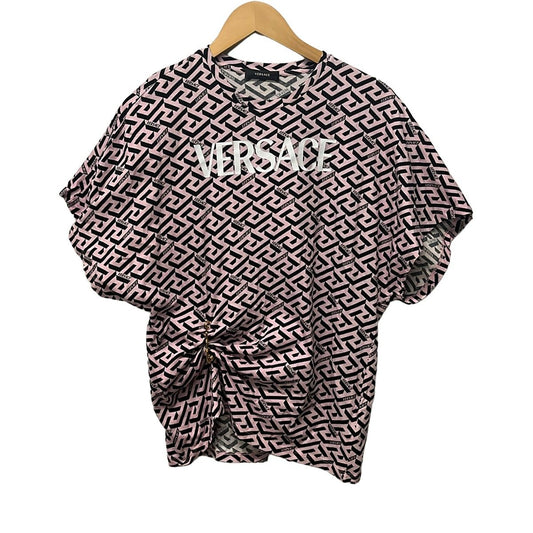 Versace Short Sleeve Top 40 M Light Pink Black White Crew Neck Safety Pin