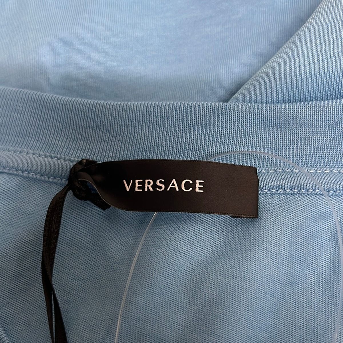 Versace Short Sleeve T-Shirt L Light Blue Black Crew Neck Medusa — view 3