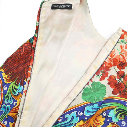 Dolce & Gabbana Flower Majolica Silk Dress Red 40 — view 6