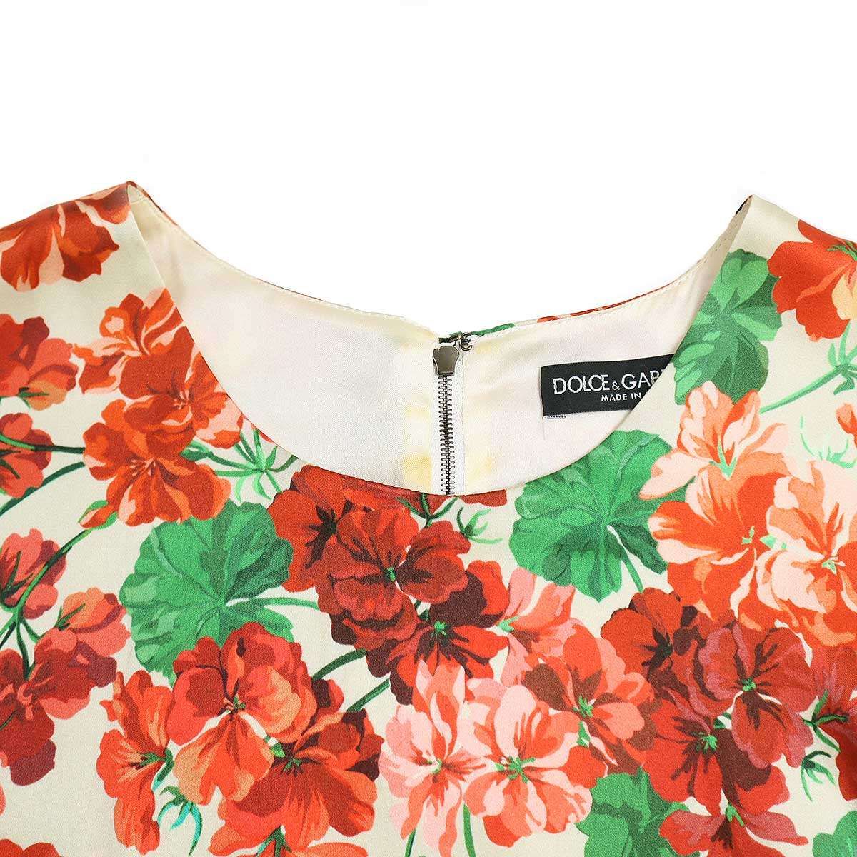 Dolce & Gabbana Flower Majolica Silk Dress Red 40 — view 4