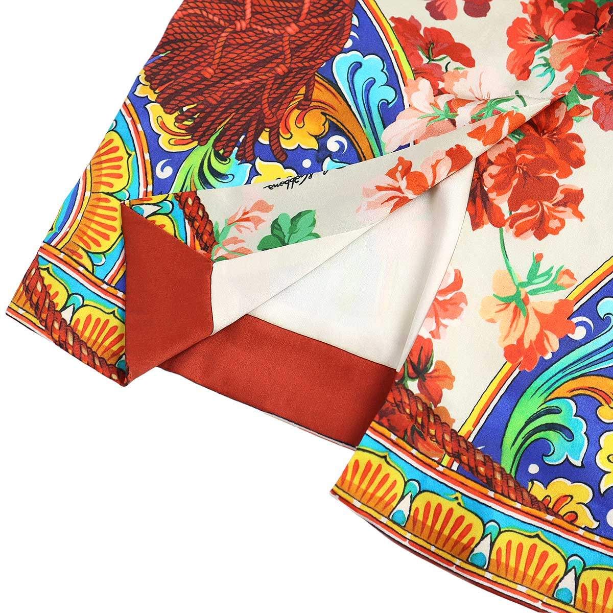 Dolce & Gabbana Flower Majolica Silk Dress Red 40 — view 5