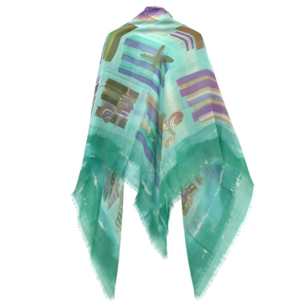 Loro Piana Ocean Print Large Shawl Green Scarf — view 2
