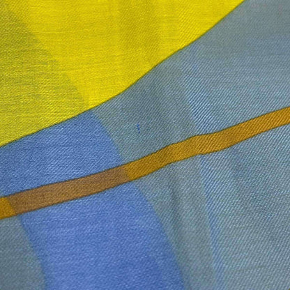 Hermes Puzzle Rectangle Cotton Silk Shawl Blue Scarf — view 5