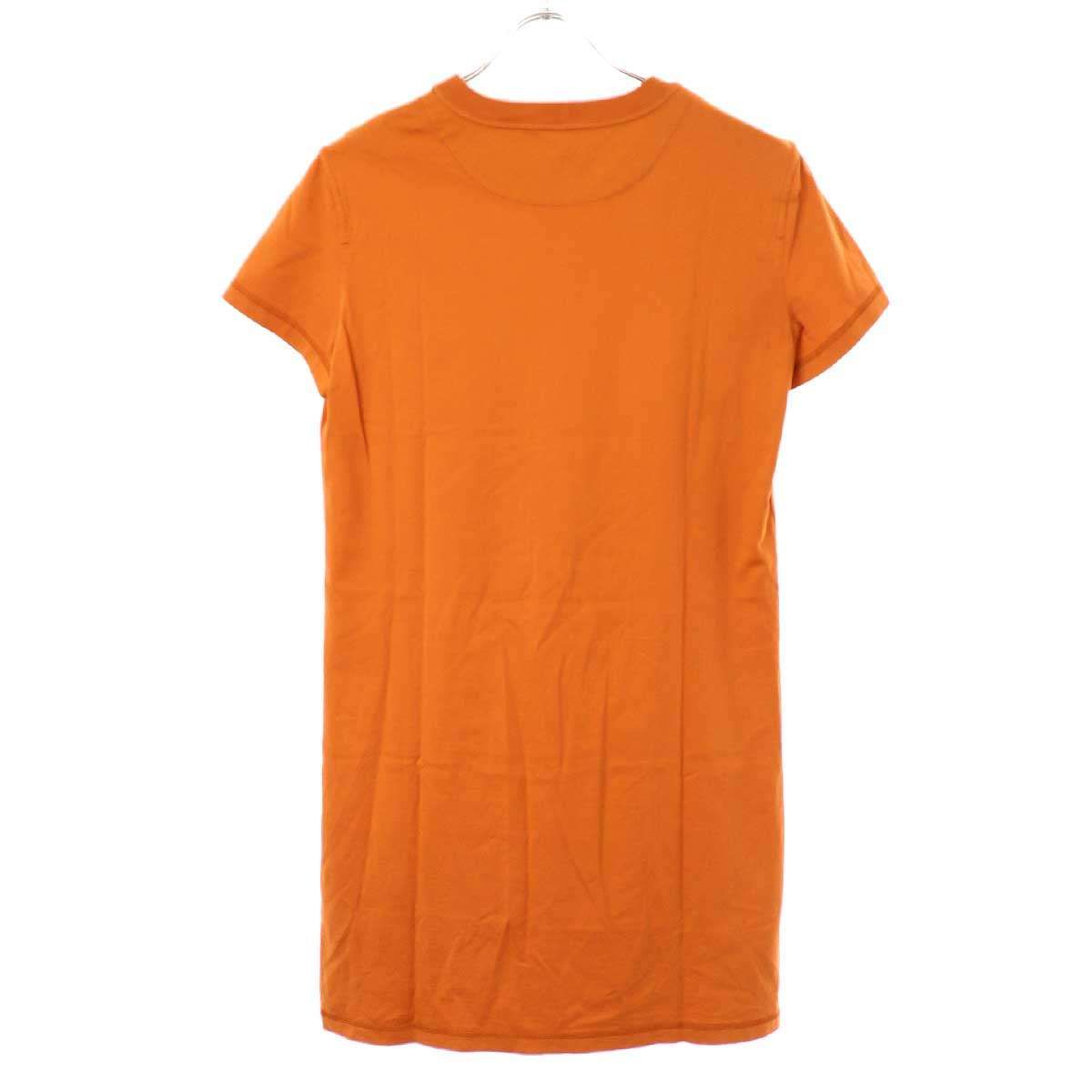 Hermes Dress Embroidered Pocket Orange 36 — view 2