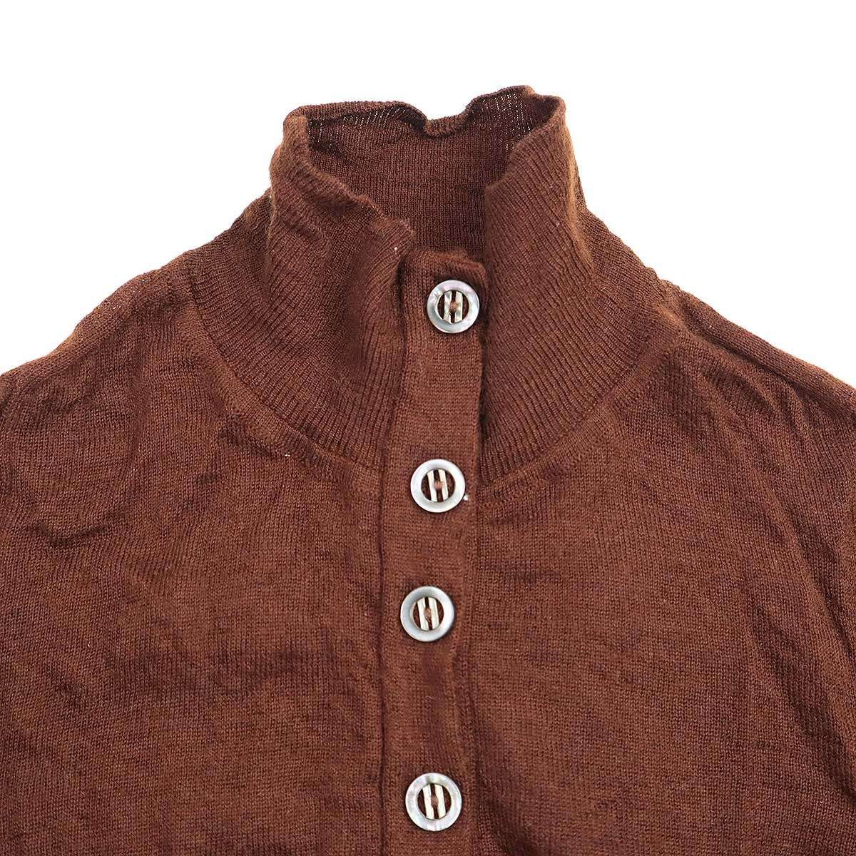 Hermes Cashmere Knit Button High Neck Sweater Brown XS — view 4