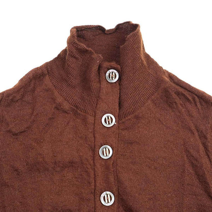 Hermes Cashmere Knit Button High Neck Sweater Brown XS — view 4