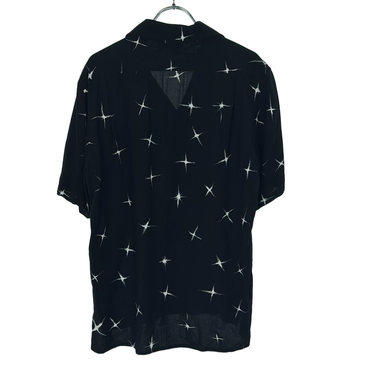 Saint Laurent Paris Shooting Star Short Sleeve Open Collar Shirt Black 37 — view 2