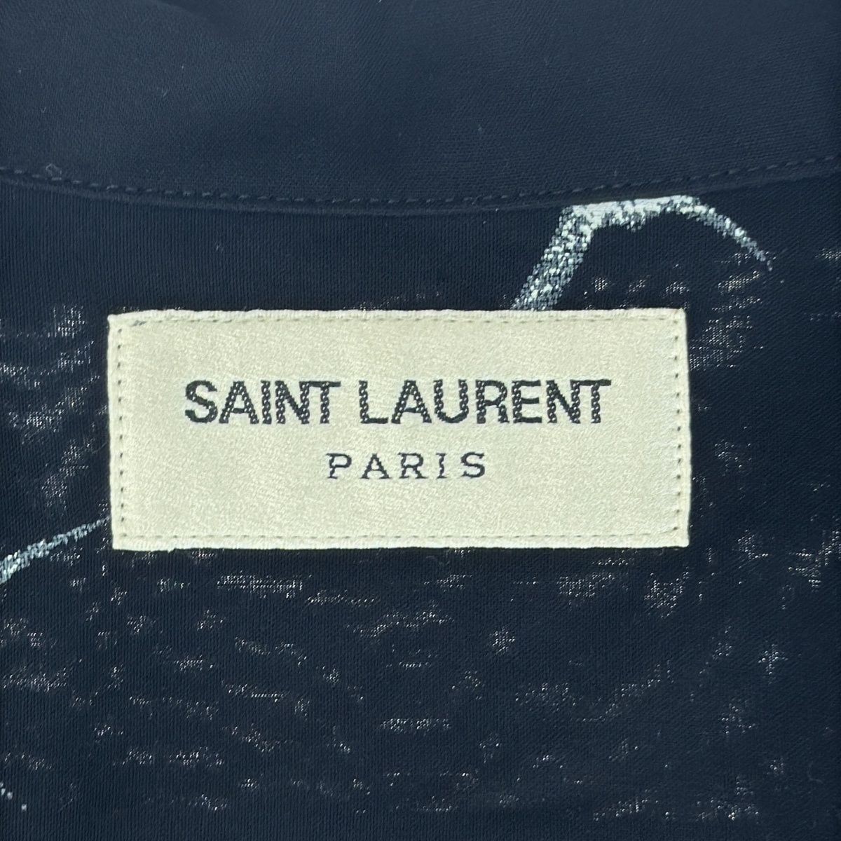 Saint Laurent Paris Shooting Star Short Sleeve Open Collar Shirt Black 37 — view 3