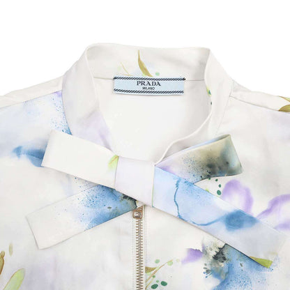Prada Flower Silk Jacket White 36 — view 3