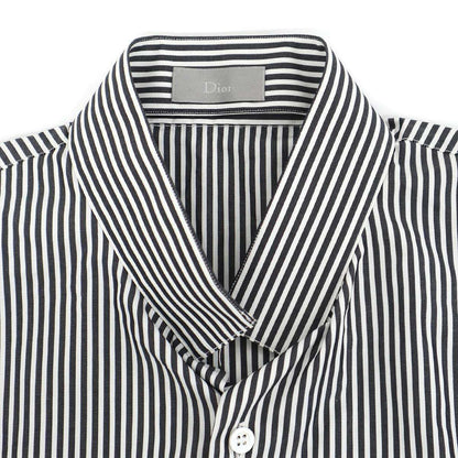 Dior Homme Stand Collar Striped Shirt Black White 39 — view 4