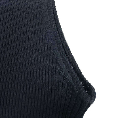 Chanel Chain Tweed Neck Rib Tank Top Black 42 — view 5