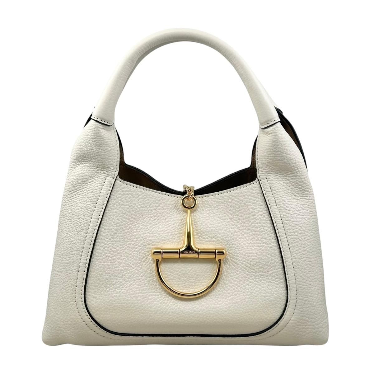 Gucci Handbag Soft Bit Leather White Gold