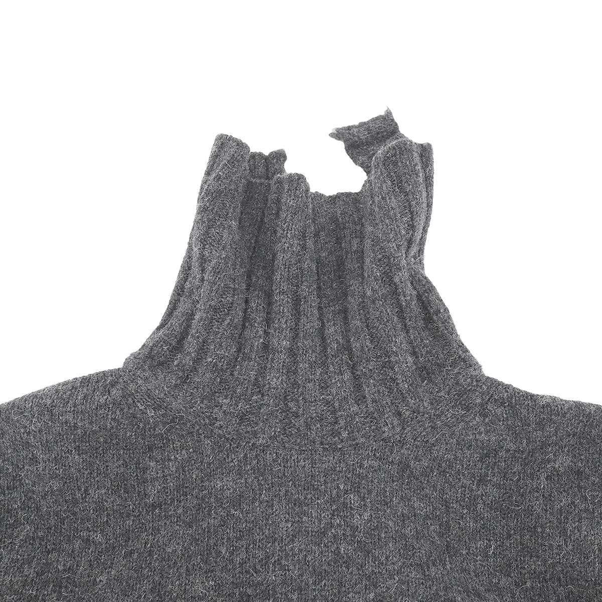 Celine by Phoebe Philo Shetland Destroyer Torneck Knit Sweater 2 Gray XS — view 4