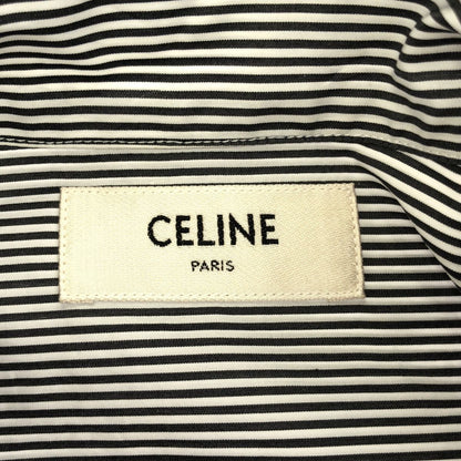 Celine Striped Bowtie Shirt Black White 36 — view 3
