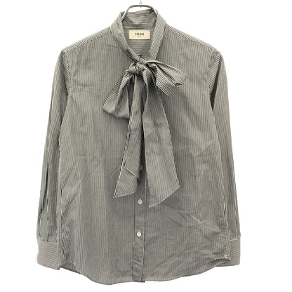 Celine Striped Bowtie Shirt Black White 36