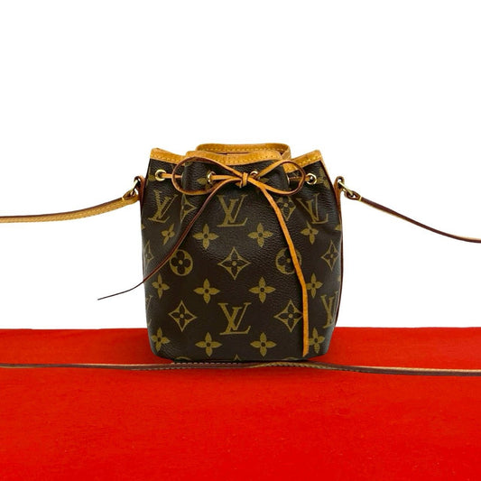 Louis Vuitton Nano Noe Monogram Logo Pattern Leather Mini Shoulder Bag Pochette