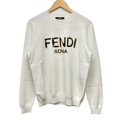 Fendi Long Sleeve Sweater 48 M White Green Multi Crew