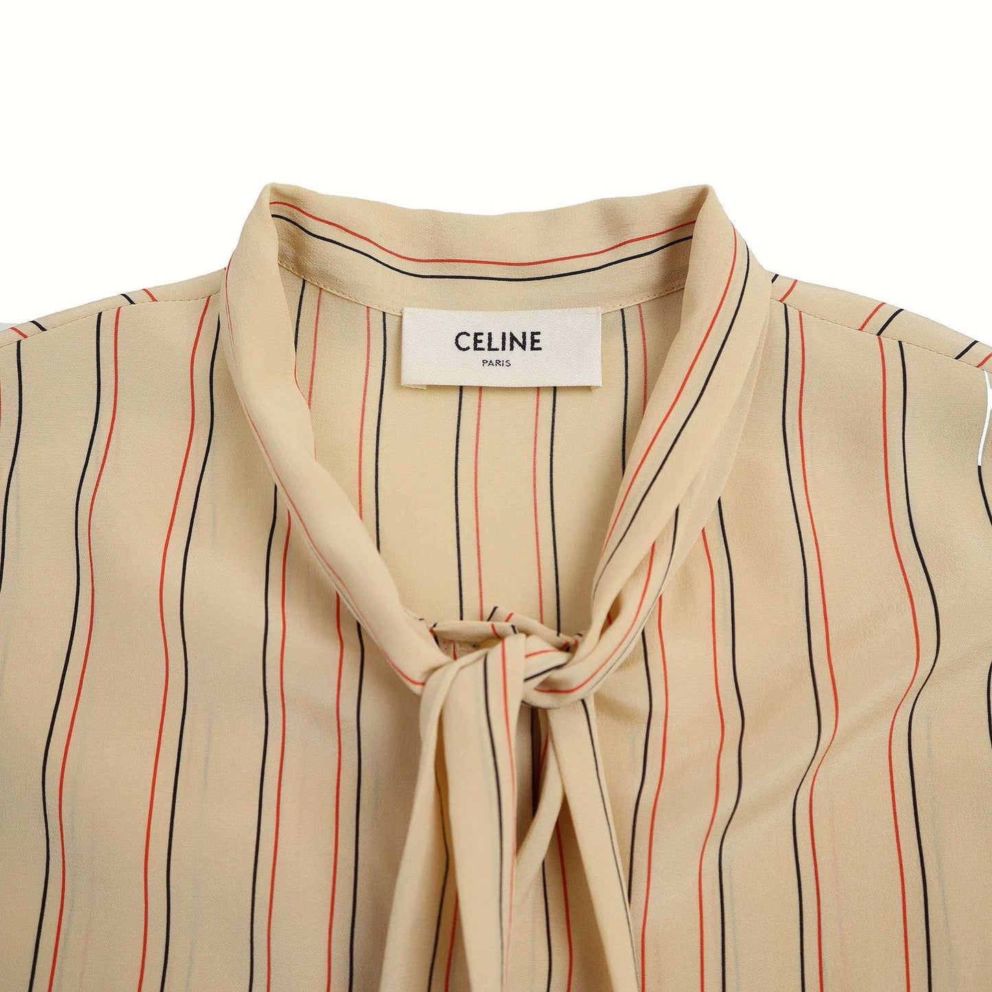 Celine Lavalier Silk Blouse Shirt Beige 36 — view 3