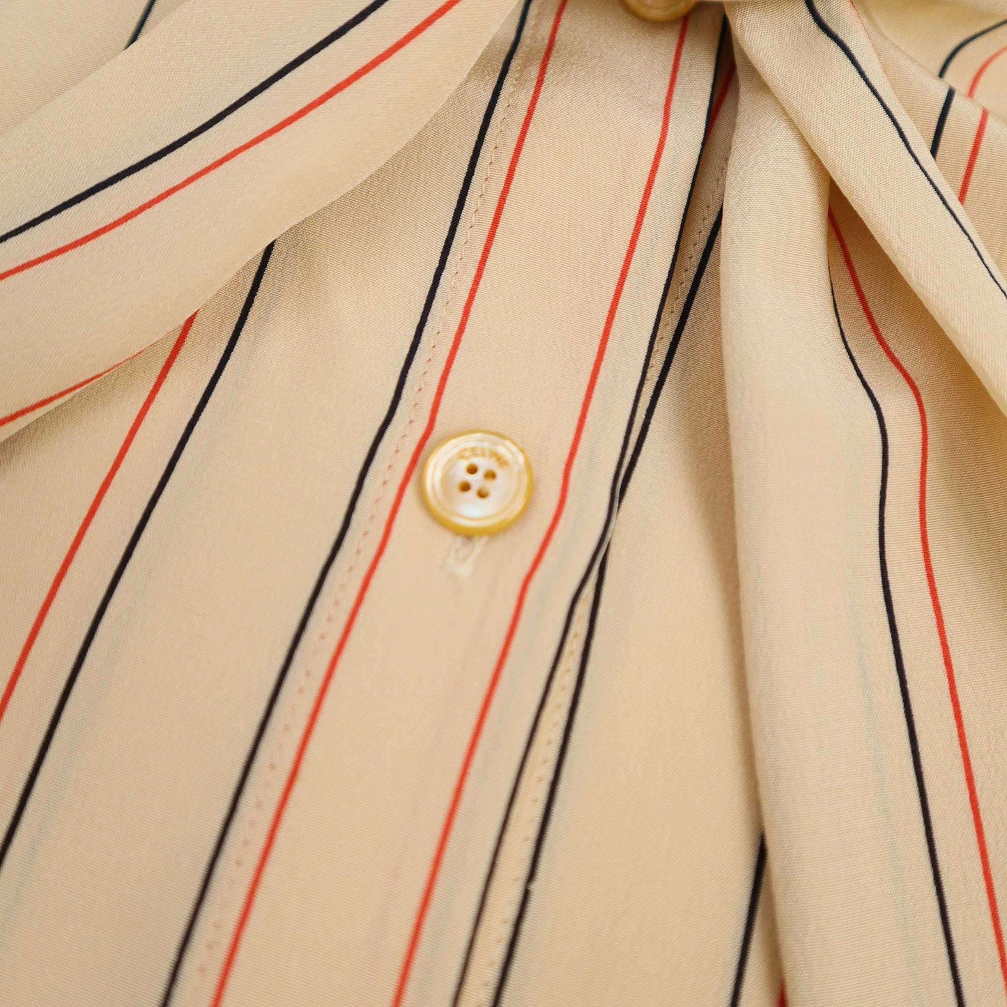 Celine Lavalier Silk Blouse Shirt Beige 36 — view 5