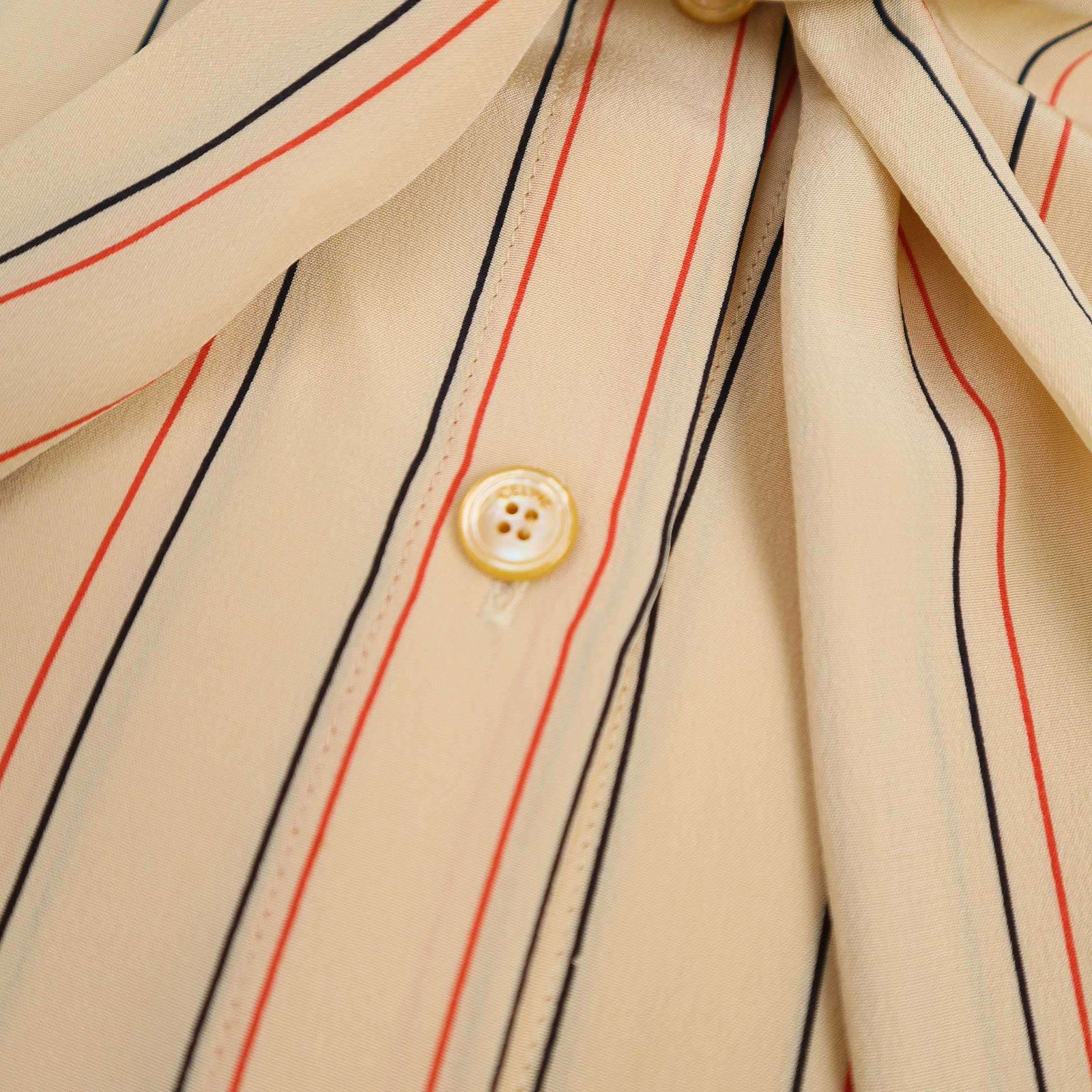 Celine Lavalier Silk Blouse Shirt Beige 36 — view 5
