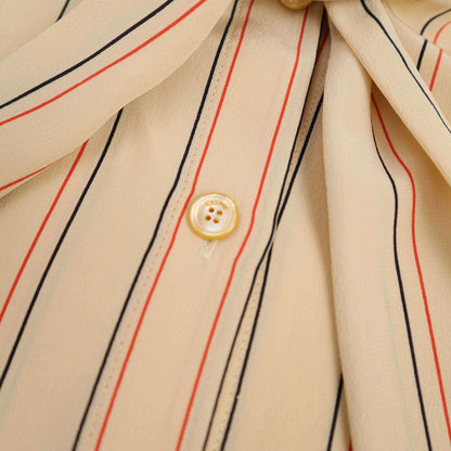 Celine Lavalier Silk Blouse Shirt Beige 36 — view 5