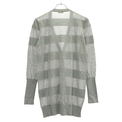 Brunello Cucinelli Long Rib Cotton Border Cardigan Gray 44 — view 2