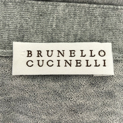 Brunello Cucinelli Long Rib Cotton Border Cardigan Gray 44 — view 3