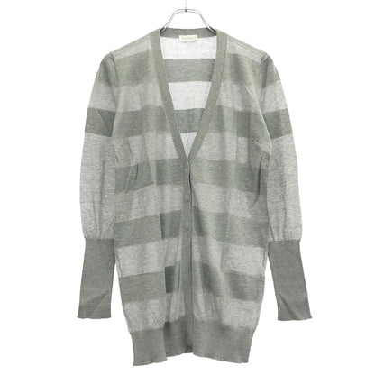 Brunello Cucinelli Long Rib Cotton Border Cardigan Gray 44