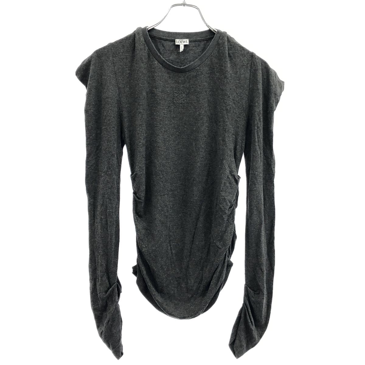 Loewe Anagram Long Sleeve Drape Top Gray