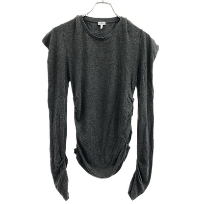 Loewe Anagram Long Sleeve Drape Top Gray