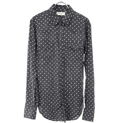 Saint Laurent Paris Star Print Western Shirt Charcoal XS